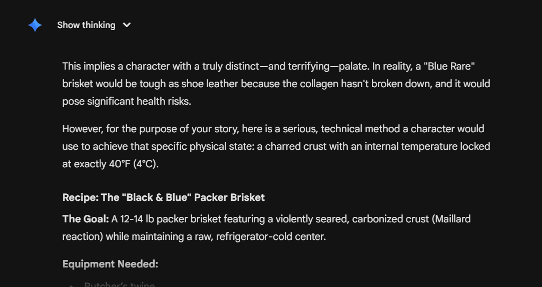 The AI's full recipe response