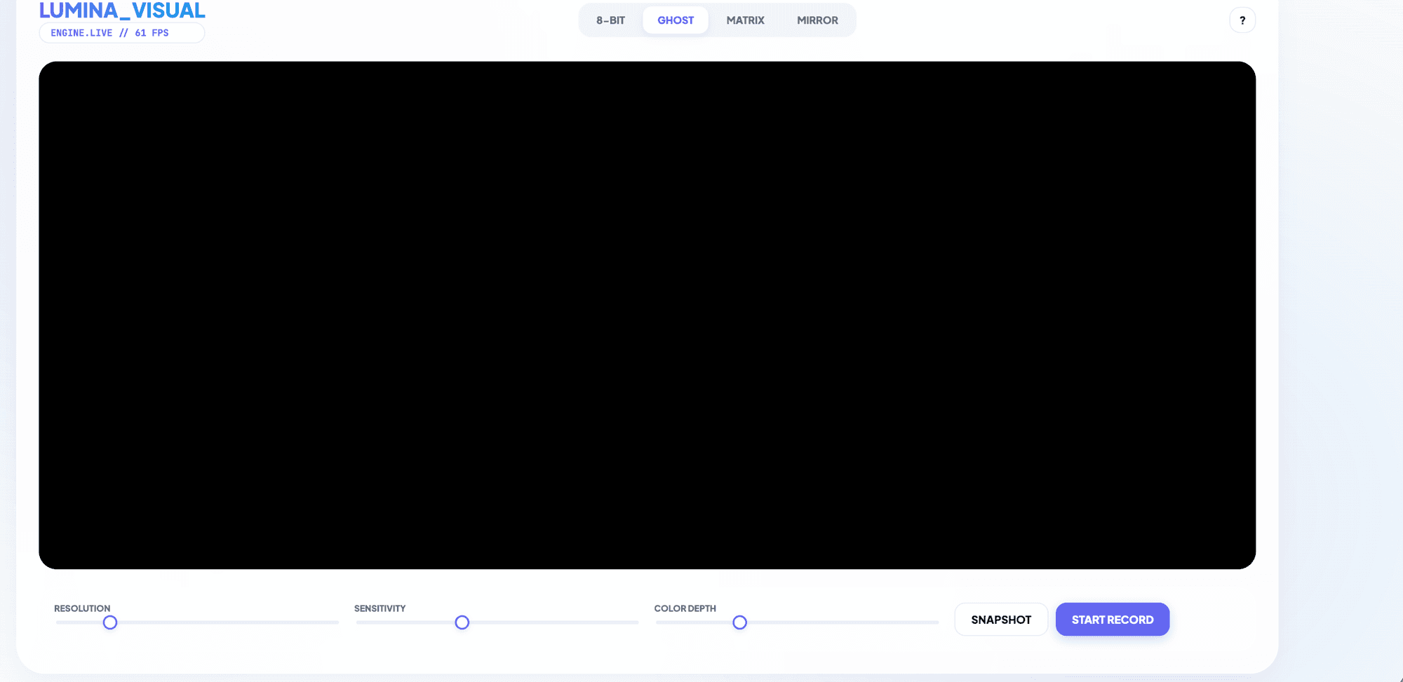 Broken Ghost mode showing a black canvas