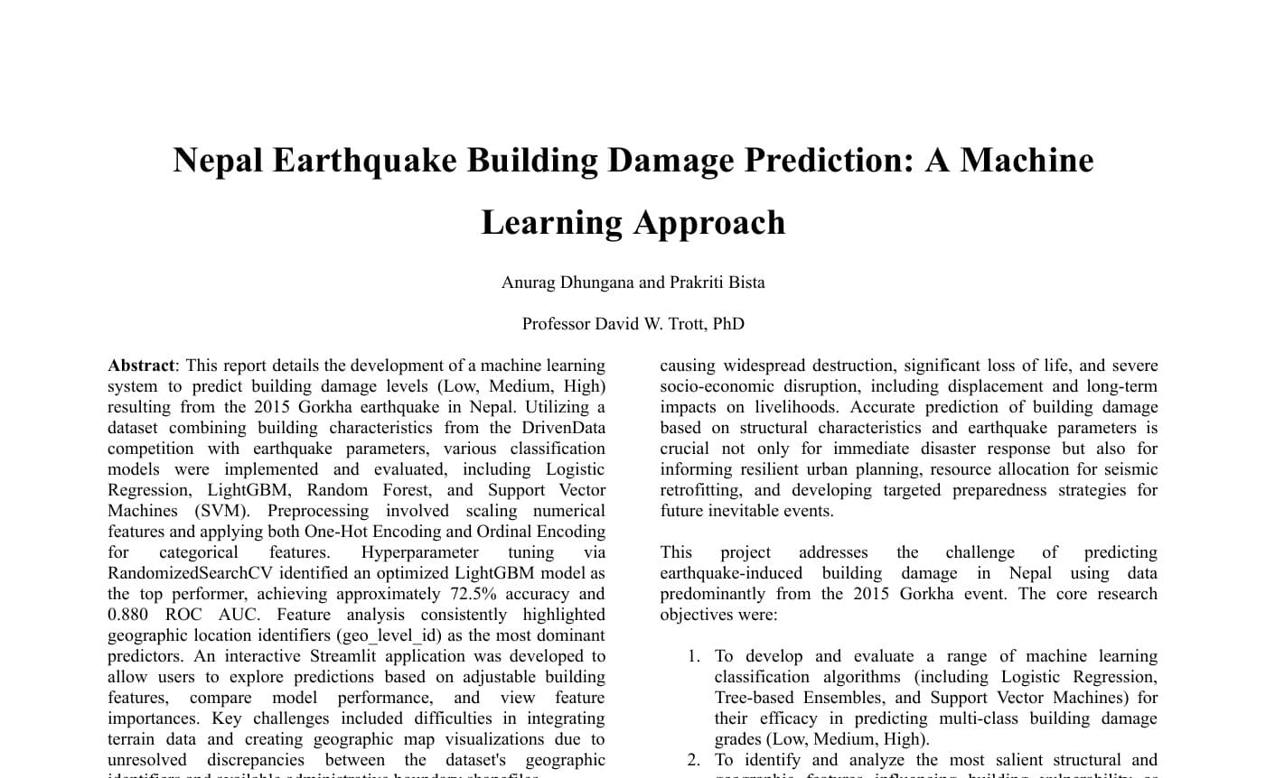 Nepal Earthquake Building Damage Predictor